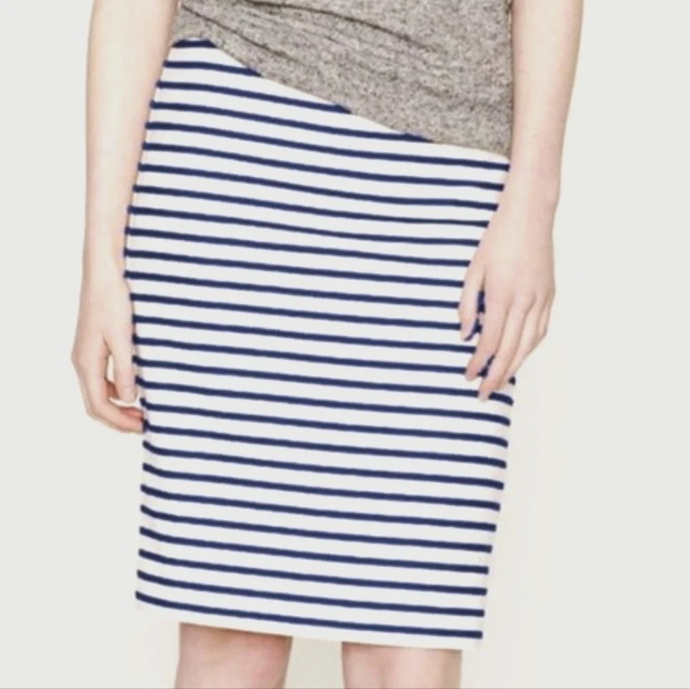 J. Crew Navy & White Striped Pencil Skirt NWOT Size 0